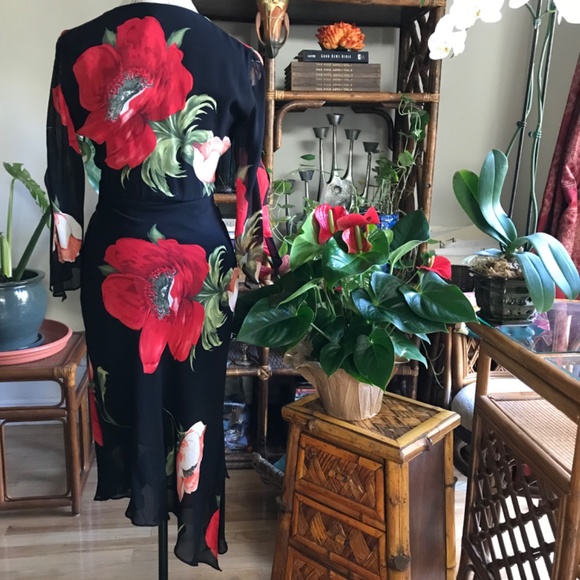 Citrine Poppy Romantic Dress Asymmetrical Hem Sz 4 - Picture 4 of 7